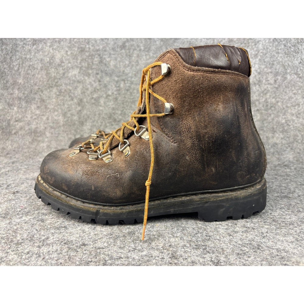 Vtg Raichle Mountaineering Hiking Boots Mens 8 Brown Leather Made in Italy